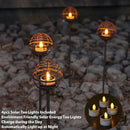 Solar Pathway Lights Outdoor, Rust Iron Ball Candle Holder Stake with Flickering Solar Powered Tea Lights, Perfect Decorative Garden Lighting for Yard Lawn Patio Landscape Decor Outside-4Pack by GreenHaven Gardens