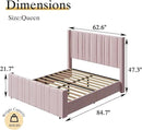 HOMBCK Queen Bed Frame Pink Upholstered Bed with Vertical Channel Tufted Headboard & 22" Footboard, Noise Free/Wooden Slats/Noise Free/No Box Spring Needed/Easy Assembly by CozyNest Decor