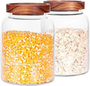 Glass Storage Jars with Airtight Lids, Set of 2 42 FL OZ (1250ml) coffee container with Wooden Lid, Glass Pantry Canister for Beans, Rice, Sugar and etc (6.3 inch high) by CozyNest Decor