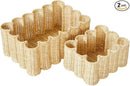BEBE BASK Unique Wavy Scalloped Basket Set Of 2 - Scallop Basket - 16 x 10 x 7 In - Hand-Woven Elegant Wicker With Scalloped Edge Lid - Nursery Storage - (Earthy) by GreenHaven Gardens