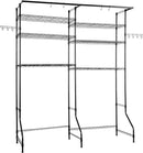 VEVOR Over The Washer and Dryer Storage Shelf, 6 Tier Laundry Room Drying Rack with Hanger Rod and Hooks, Adjustable Over Washer and Dryer Shelves, Laundry Room Shelf Storage Space Saver, Black