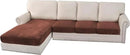 H.VERSAILTEX Velvet Stretch Sectional Couch Covers 4 Pieces Sofa Seat Cushion Covers L Shape Separate Couch Cover for Both Left/Right Sectional Couch (Large Sofa 3 Seater + 1 Chaise, Burnt Brick) by CozyNest Decor