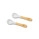 Avanchy Baby Fork Set, Bamboo and Silicone Spork Utensils, Toddler Baby Led Weaning Silverware Cutlery Flatware, Kids First Self Feeding by TinyTreasures Baby Boutique