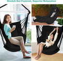 Outerman Hammock Chair, Hanging Chair with 3 Cushions and Foot Rest Support, Sturdy Metal Spreader Bar Max 500Lbs, Swing Chair for Bedroom, Indoor & Outdoor, Patio, Porch or Tree（Black）… by GreenHaven Gardens
