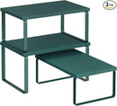SONGMICS Cabinet Organizer Shelf, Set of 3 Kitchen Counter Shelves, Kitchen Storage, Spice Rack, Stackable, Expandable, Cascade Green UKCS220C01V1 by CozyNest Decor