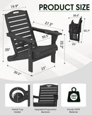 Folding Adirondack Chair HDPE All-Weather Adirondack Chairs with Cup Holder, Outdoor Fire Pit Chairs Lawn Chair for Deck Patio Garden (Black) by GreenHaven Gardens