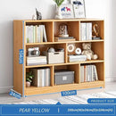 IOTXY Open Shelf Low Bookcase - Wooden 3-Tier Floor Standing Display Cabinet Organizer with Base, 8 Cubes Short Horizontal Bookshelf in Pear Yellow by CozyNest Decor