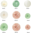 Sage-Green Blush-Pink Birthday Garland Party-Decorations - 14pcs Happy Banner 21st Spring Paper Flowers Lanterns Beige Tissue Pom Poms,Boho Streamers Fans,Neutral Rustic Hanging Supplies Decor Hugfond by CozyNest Decor