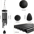 Large Aluminium Wind Chimes 37 Inches to Create a Zen Atmosphere Suitable for Outdoor, Garden, Patio Decoration. Classic Wind Chimes with Wind Catcher as a Gift for Unisex(Whole Black) by CozyNest Decor