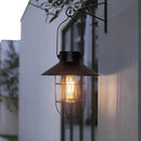 pearlstar Solar Lanterns Outdoor Metal Solar Powered Hanging Lights Waterproof for Wall Yard Garden Patio Garage Balcony Porch Fence Decor, Warm White Edison Bulb,with Wall Mount Kit（Black-1pack） by GreenHaven Gardens