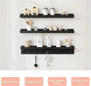 MBYD Black Picture Ledge Shelf with Hooks, 24 Inch Floating Book Shelves Kids Room, Wall Mounted Nursery Bookshelves, Hanging Bookshelf for Bedroom, Living Room, Kitchen, Bathroom Set of 3 by CozyNest Decor