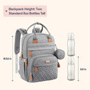 BabbleRoo Diaper Bag Backpack - Baby Essentials Travel Tote - Multi Function Waterproof Diaper Bag, Travel Essentials Baby Bag with Changing Pad, Stroller Straps & Pacifier Case - Unisex, Light Gray by TinyTreasures Baby Boutique