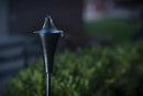 Set of 4, Oahu Premium Metal Patio Torches, 53" Tall- Tiki Style/w Snuffer, Fiberglass Wick & Large 16oz Oil Lamp for Deck, Patio, Lawn, Garden, Luau (Smooth Black) by GreenHaven Gardens