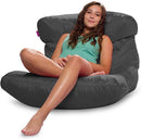 Posh Creations Bean Bag Chair Lounger Structured Seat for Kids, Teens and Adults, Comfy Chair for Gaming, Reading and Watching TV, Laguna Lounger, Microsuede - Charcoal Gray by TinyTreasures Baby Boutique