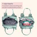 BabbleRoo Diaper Bag Backpack - Baby Essentials Travel Bag - Multi Function Waterproof Diaper Bag, Travel Essentials Baby Bag with Changing Pad, Stroller Straps & Pacifier Case – Unisex, Sage Green by TinyTreasures Baby Boutique