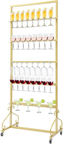 40 Slots Champagne Holder Stand for Party, Wine Glass Display Wall Holder, Stable Wine Glass Stemware Rack for Bar, Wedding, Party (Gold) by CozyNest Decor