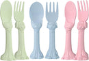 Made in USA Spoon la la Toddler Utensils Set - 6 Pack (3 Spoons & 3 Forks for Kids) - Self-Standing 3D Ergonomic Cat & Dog Handles - BPA-free, Dishwasher Safe, Baby Silverware (Blue, Pink, Mint) by TinyTreasures Baby Boutique