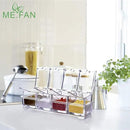 ME.FAN Clear Seasoning Rack Spice Pots - 4 Piece Acrylic Seasoning Box - Storage Container Condiment Jars - Cruet with Cover and Spoon by CozyNest Decor