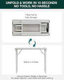 Frylr Small Folding Computer Desk – 35.8 Inch Portable Table for Craft and Study, Lightweight Desk for Small Spaces, Foldable Laptop Table Built-in AC/USB Outlets for Convenience, White Ash by CozyNest Decor