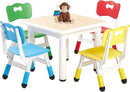 FUNLIO Kids Table and 4 Chairs Set for Ages 3-8, Height Adjustable Toddler Table and Chair Set, Easy to Wipe Arts & Crafts Table, for Classrooms/Homes/Daycares, CPC & CE Approved(5 pcs set)-Multicolor by CozyNest Decor