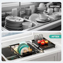 Expandable Dish Drying Rack in Sink, Adjustable Stainless Steel Rustproof Grip Handles Dish Rack Over The Sink, Dish Strainer with Drying Tray & Utensil Holder by CozyNest Decor