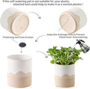 Nihow Self Watering Plant Pot: 6 Inch Ceramic Planter with Drainage Hole & Water Storage Plus for Indoor & Outdoor Plants - Cylinder Round Flower Pot for Succulent/Herbs/Violets - White & Nature by CozyNest Decor