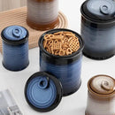 Nihow Food Storage Jar Sets: Ceramic Container with Air Tight Lid for Flour/Sugar/Rice/Coffee/Cookies/Candy - Seal Damp-proof Canister for The Kitchen Counter - Set of 4 （Blue & Black） by CozyNest Decor