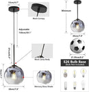 KCO Lighting Modern Black Globe Pendant Light Mercury Glass Ceiling Pendant Light Mid Century Silver Kitchen Pendant Lighting Over Island Dining Room Light Fixtures Over Table by CozyNest Decor