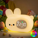 Bunny Alarm Clock with Night Light for Kids with Sleep Training and Sound Machine, Rechargeable Silicone Lamp OK to Wake Clock，Cute Animal Tabletop Lamp, Perfect Sleep Companion for Boys Girls by TinyTreasures Baby Boutique