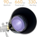 SpectrumOI TourStar Pro 90 AZ Telescope for Adults Astronomy Gifts Premium AZ Refractor Telescope 90mm 660mm Focal Lenght with Aspherical Eyepiece Phone Adapter by TinyTreasures Baby Boutique