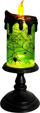 Eldnacele Halloween Snow Globe Candles Lighted Lamp, Battery Operated Spooky Spinning Water Glittering Tornado Candle Flameless Candles Table Centerpiece for Halloween Decoration Indoor(Spider) by CozyNest Decor