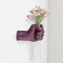 Creative Wall Hanging Sculpture, Artistic Wall Hanging Hand Sculpture with Test Tube vases, Home Decoration Hand Against Wall (Purple) by CozyNest Decor