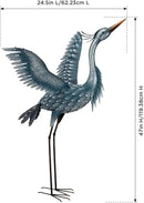 Regal Art & Gift Outdoor Garden Décor, Unique Bird Sculpture, Rustic Metal Bird Statues, Garden Ornaments, Bird Figurine for Lawn, Decorative Sculpture, Heron, Blue, Wings Up, 47"height by CozyNest Decor