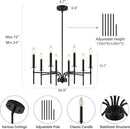 8 Light Black Chandelier Light Fixture, Modern Farmhouse Chandeliers for Dining Room Light Fixture, Metal Candle Pendant Chandelier for Foyer Entryway Stairs Living Room Bedroom Kitchen by CozyNest Decor