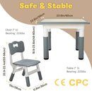 FUNLIO Kids Table and 4 Chairs Set, Height Adjustable Toddler Table and Chair Set for Ages 3-8, Easy to Wipe Arts & Crafts Table, for Classrooms/Daycares/Homes, CPC & CE Approved (5-Piece Set) - Gray by CozyNest Decor