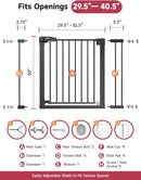 Baby Gate for Stairs, 29.5-40.5" Dog Gate for Doorways, Walk Thru Auto Close Metal Child Gate for The House, Stairs and Doorways, Pressure Mounted Pet Gate for Dog Indoor (Black) by TinyTreasures Baby Boutique