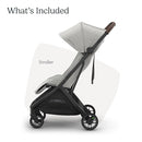UPPAbaby Minu V3 Travel Stroller | Lightweight + Compact Design | One-Hand Fold + Unfold | from Birth + Overhead Compatible | Savannah (Pearl Gray Mélange/Carbon Frame/Chestnut Leather) by TinyTreasures Baby Boutique