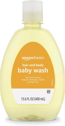 Amazon Basics Tear-Free Baby Hair and Body Wash, Lightly scented, 13.60 Fl Oz (Pack of 4) by TinyTreasures Baby Boutique