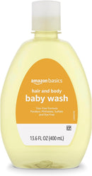 Amazon Basics Tear-Free Baby Hair and Body Wash, Lightly scented, 13.6 Fluid Ounce, 1-Pack by TinyTreasures Baby Boutique