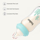 YOHKOH Natural Glass Baby Bottle with Natural Response Nipple, Newborn Anti-Colic Baby Bottles, Wide Neck Mushroom Cap Baby Bottle, Clear ((5.4oz (Pack of 4), Blue-A) by TinyTreasures Baby Boutique