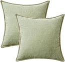 MIULEE Pack of 2 Couch Throw Pillow Covers 20x20 Inch Light Green Farmhouse Decorative Pillow Covers with Stitched Edge Soft Chenille Solid Dyed Spring Pillow Covers for Sofa Bed Living Room by CozyNest Decor