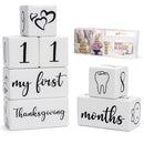 Baby Monthly Milestone Blocks for Boy or Girl, Milestones Age Photo Block Set for Baby Shower, Pregnancy Countdown, 7 Pcs by TinyTreasures Baby Boutique