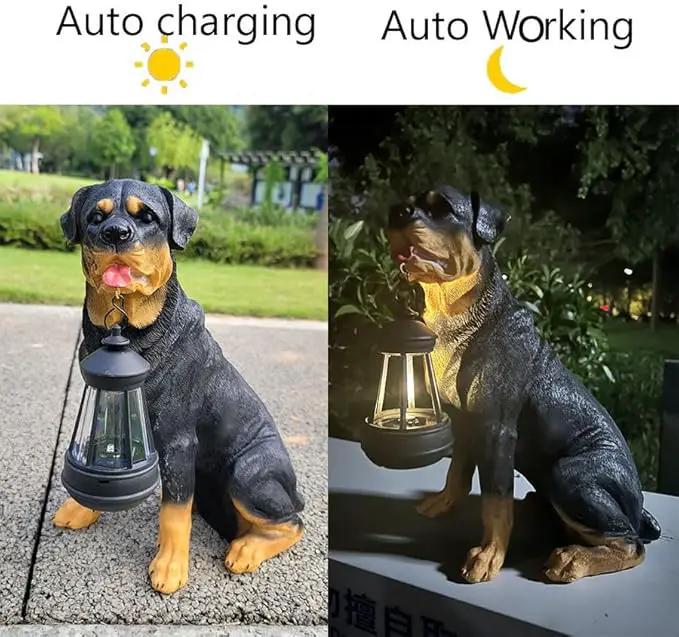 Garden Statues Dog Solar Hanging Light, Courtyard Resin Simulated Handicraft Dog Statue Ornament, Garden Yard Entrance Decoration., photo 2 of 7