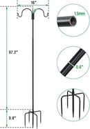 FEED GARDEN Adjustable Double Shepherds Hook for Outdoor with 5 Prong Base 108 Inch Heavy Duty Two Sided Bird Feeder Pole for Hanging Plant Baskets, Solar Light Lanterns, Wind Chimes 2 Pack by GreenHaven Gardens