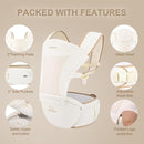 Bebamour Baby Carrier with Hip Seat,All-Position Breathable Mesh Hip Seat & Carrier 0-36Months with Head Hood, 3 PCS Teething Pads, Waist Extender,Storage Bag & Pacifier Case(Black) by TinyTreasures Baby Boutique