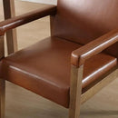 Mid Century Modern Dining Chairs Set of 2 Faux Leather Upholstered Living Room Side Chair, Kitchen Arm Chair with Solid Wood Legs for Home Kitchen & Restaurant, PU Brown by CozyNest Decor