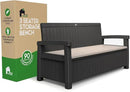 EconoHome 3 Seat Outdoor Storage Bench - 90 Gallon Capacity - Weatherproof Resin Bench for Patio, Porch, Garden, Yard, Pool Area - Furniture for Pool Accessories, Gardening Tools, Toys by CozyNest Decor