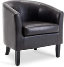 BELLEZE Accent Barrel Chair, Linen Round Chair Club Tub Sofa Corner Chair with Flared Legs and Cozy Soft Padding for Living Room Bedroom Waiting Room - Brown by CozyNest Decor