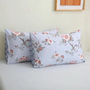 ABREEZE Floral Duvet Cover King Size Set Bird Flowers Bedding Set 100% Brushed Cotton Bedding Collection 1 Duvet Cover with 2 Pillowcases Grey by CozyNest Decor