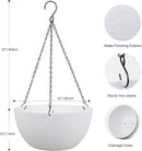 12 inch Large Hanging Planters for Indoor Outdoor Plants, 2 Pack Hanging Flower Pots with Drainage Holes and Chain for Garden Porch, Plastic Hanging Baskets for House Plants, White by CozyNest Decor
